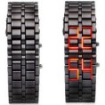 Reloj Acero Samurai Negro Lava Roja